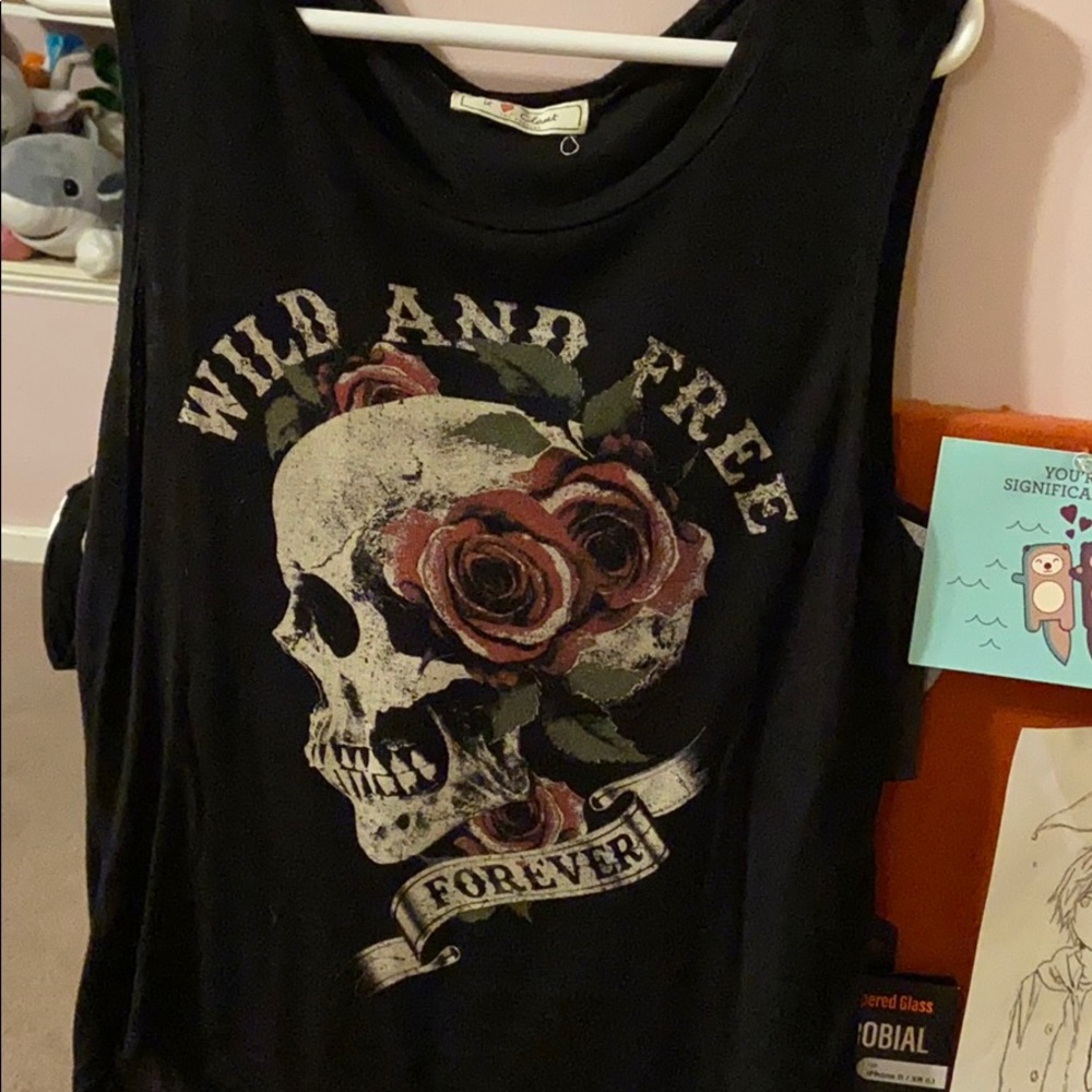 Black Skull and Rose Tank